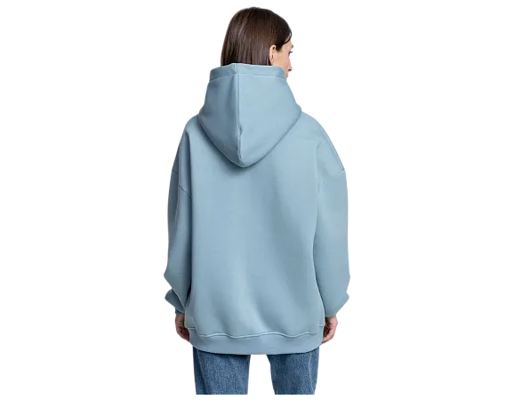 Худи SANEXT oversize с капюшоном и начесом, унисекс, серо-голубое - Изображение 9