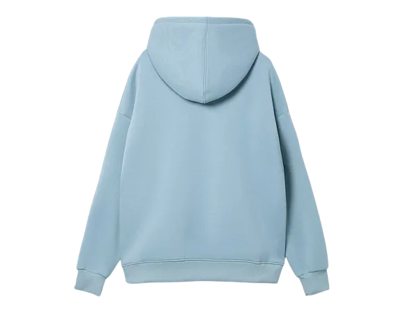 Худи SANEXT oversize с капюшоном и начесом, унисекс, серо-голубое - Изображение 2