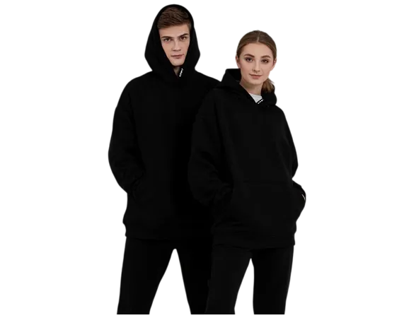 Худи SANEXT oversize с капюшоном и начесом, унисекс, черное - Изображение 5