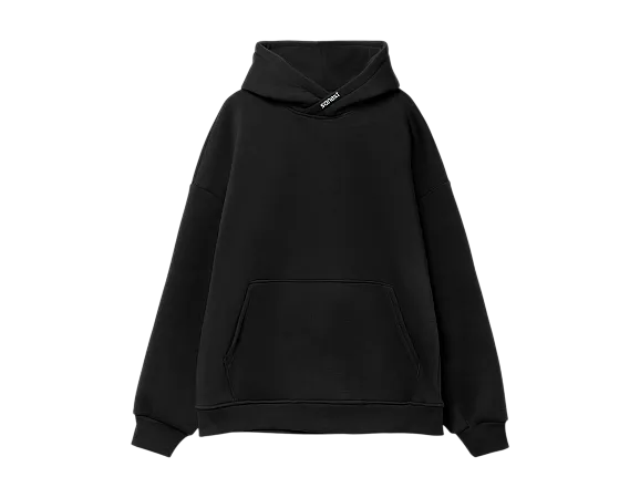 Худи SANEXT oversize с капюшоном и начесом, унисекс, черное - Изображение 1
