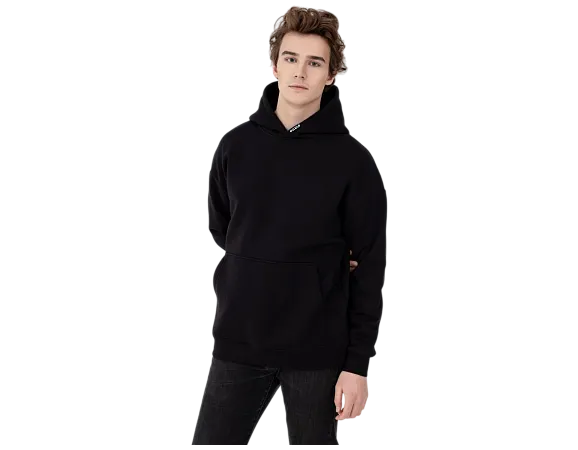 Худи SANEXT oversize с капюшоном и начесом, унисекс, черное - Изображение 3